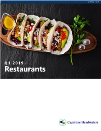 Capstone Headwaters Restaurants M&A Coverage Report Q1 2019