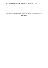 The Mirror Neuron System and Empathy: a Meta-Analysis 1