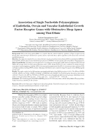 Association of Single Nucleotide Polymorphisms of Endothelin
