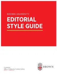 Brown University Editorial Style Guide