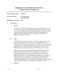 Emergency Support Function #9 Urban Search and Rescue