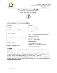 Flammable Liquids and Solids Chemical Class Standard Operating Procedure
