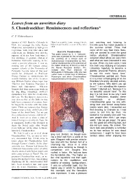 Leaves from an Unwritten Diary S. Chandrasekhar: Reminiscences and Reflections*