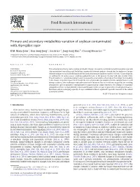 Primary and Secondary Metabolites Variation of Soybean Contaminated with Aspergillus Sojae
