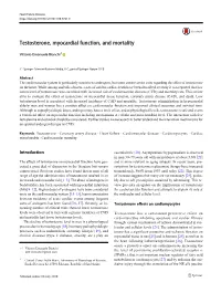 Testosterone, Myocardial Function, and Mortality