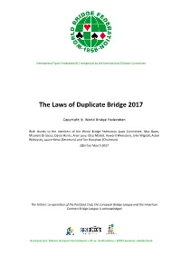The Laws of Duplicate Bridge 2017