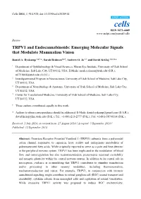 TRPV1 and Endocannabinoids: Emerging Molecular Signals That Modulate Mammalian Vision