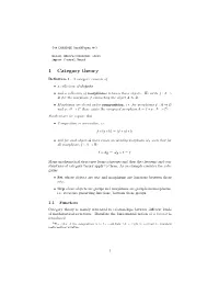 1 Category Theory