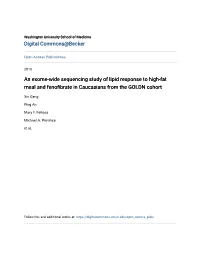 An Exome-Wide Sequencing Study of Lipid Response to High-Fat Meal and Fenofibrate in Caucasians from the GOLDN Cohort