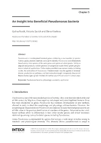 An Insight Into Beneficial Pseudomonas Bacteria