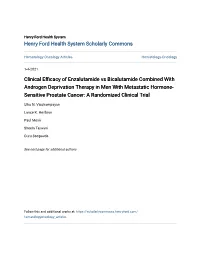 Clinical Efficacy of Enzalutamide Vs Bicalutamide Combined with Androgen Deprivation Therapy in Men with Metastatic Hormone-Sens