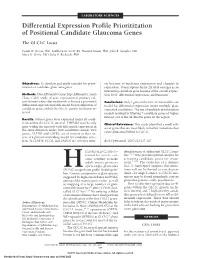 Differential Expression Profile Prioritization of Positional Candidate Glaucoma Genes the GLC1C Locus