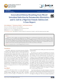 Generalized Edema Resulting from Mixed Intestinal Infection by Entamoebia Histolytica and E