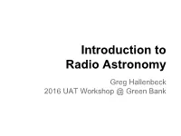 Introduction to Radio Astronomy