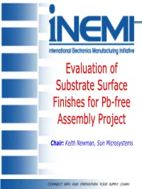 Pb-Free Surface Finish Project