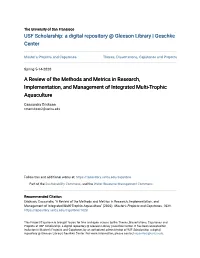 A Review of the Methods and Metrics in Research, Implementation, and Management of Integrated Multi-Trophic Aquaculture
