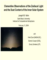 Clementine Observations of the Zodiacal Light and the Dust Content of the Inner Solar System