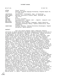 DOCUMENT RESUME CS 509 793 Research on Spoken Language