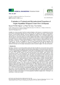 Evaluation of Textural and Microstructural Properties of Vegan