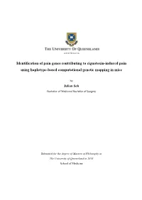 Identification of Pain Genes Contributing to Ciguatoxin-Induced Pain Using Haplotype-Based Computational Genetic Mapping in Mice