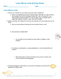 Learn Morse Code Activity Sheet