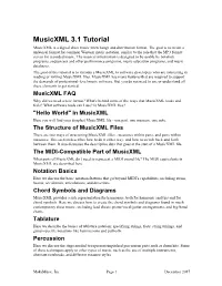 Musicxml 3.1 Tutorial Musicxml Is a Digital Sheet Music Interchange and Distribution Format
