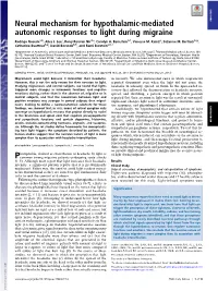 Neural Mechanism for Hypothalamic-Mediated Autonomic