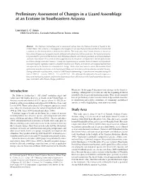 Preliminary Assessment of Changes in a Lizard Assemblage at an Ecotone in Southeastern Arizona