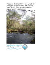 Proposed Minimum Flows and Levels for the Upper Segment of the Hillsborough River, from Crystal Springs to Morris Bridge, and Crystal Springs