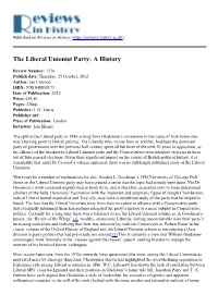 The Liberal Unionist Party: a History