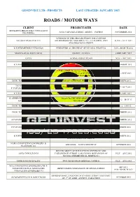 Complete List of ROADS / MOTOR WAYS
