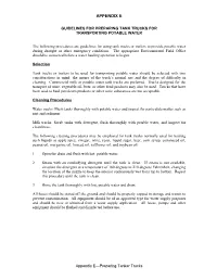 Guidelines for Preparing Tank Trucks for Transporting Potable Water