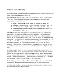 Intro to Jazz Harmony