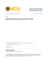 Ramerican Political Science Review VCU University Archives
