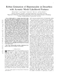 Robust Estimation of Hypernasality in Dysarthria with Acoustic Model