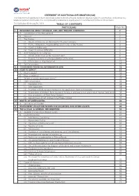 TABLE of CONTENTS PARTICULARS Page No