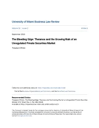 The Bleeding Edge: Theranos and the Growing Risk of an Unregulated Private Securities Market