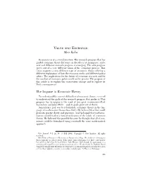 VALUE and EXCHANGE Meir Kohn