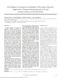 Application to Neogene Bimodal Igneous Rocks and Mineral Resources in the Great Basin