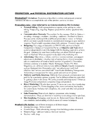 PROMOTION and PHYSICAL DISTRIBUTION LECTURE Promotioni