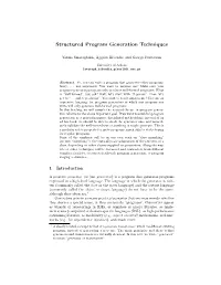 Structured Program Generation Techniques