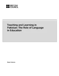 Teaching and Learning in Pakistan: the Role of Language in Education