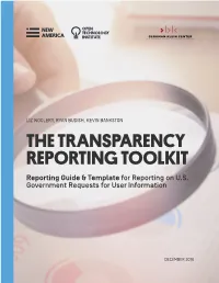 THE TRANSPARENCY REPORTING TOOLKIT Reporting Guide & Template for Reporting on U.S