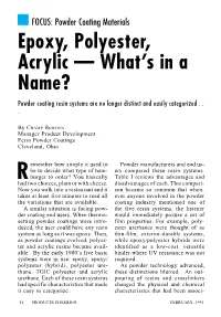 Epoxy, Polyester, Acrylic — What's in a Name?