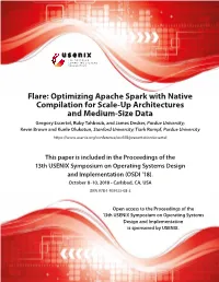 Flare: Optimizing Apache Spark with Native Compilation
