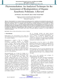 Phytoremediation: an Analytical Technique for the Assessment of Biodegradation of Organic Xenobiotic Pollutants: a Review