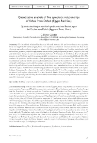 Quantitative Analysis of Five Symbiotic Relationships of Fishes from Dahab
