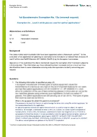 1St Questionnaire Exemption No. 13A (Renewal Request)