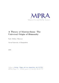 A Theory of Matriarchism: the Universal Origin of Humanity