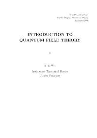 Introduction to Quantum Field Theory
